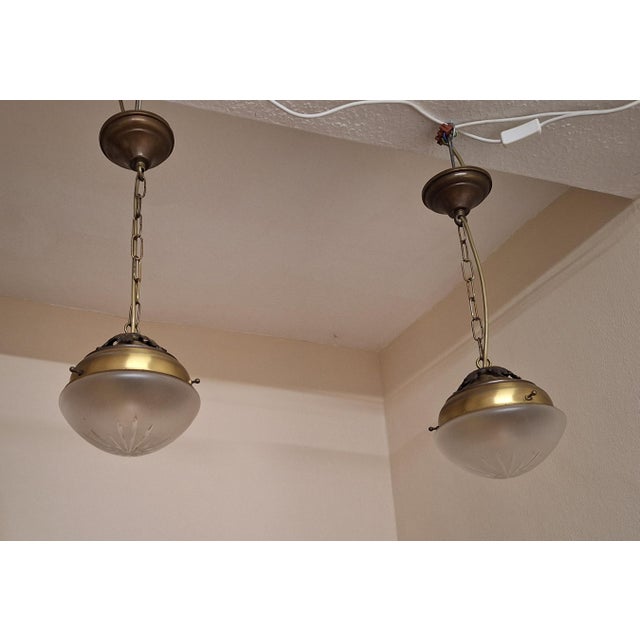 Vintage Ceiling Lamps with Frosted Glass Shade, 1970s, Set of 2 For Sale - Image 6 of 7