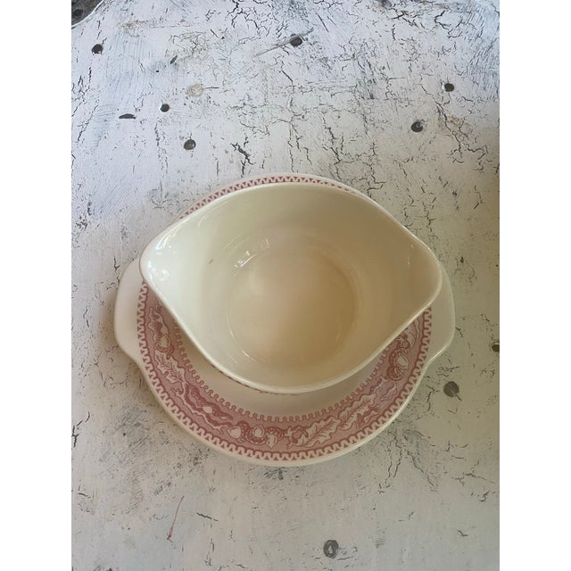 1960s Royal China Co Memory Lane Gravy Boat & Handled Under Plate For Sale In Boston - Image 6 of 11