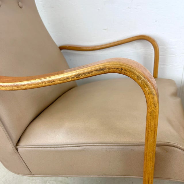 Tan Pair Mid-Centry Bentwood Arm Chairs Attr. Thonet For Sale - Image 8 of 12
