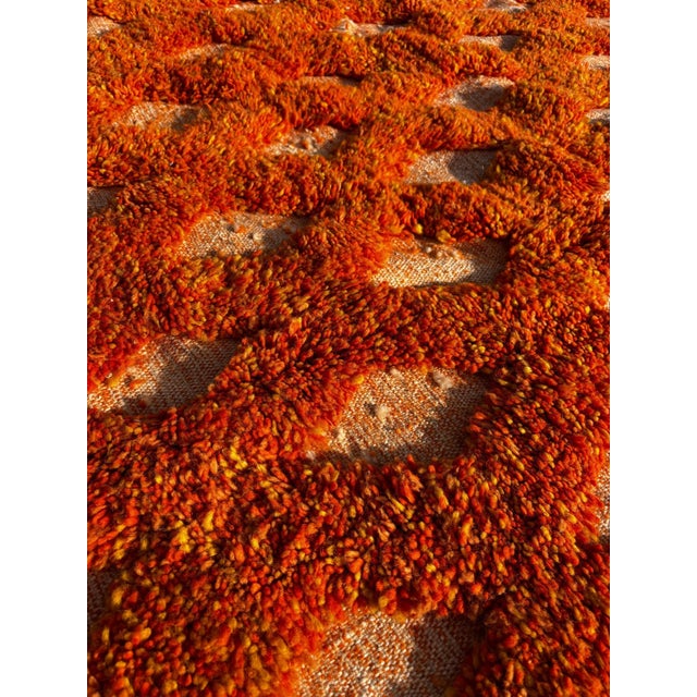 Orange Moroccan Wool Rug For Sale - Image 9 of 12