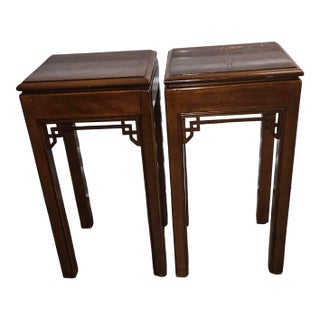 1980s Pair of Drexel Chippendale Side Tables For Sale