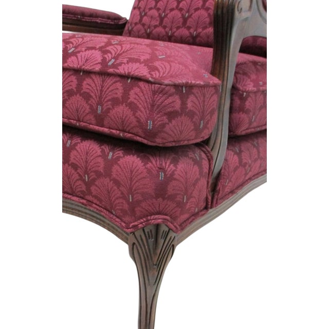 1980s 1980s Hickory White French Country Carved Living Room Arm Lounge Chair For Sale - Image 5 of 11