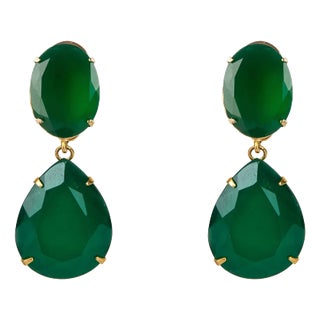 Angelina Earrings, Green, Pierced For Sale