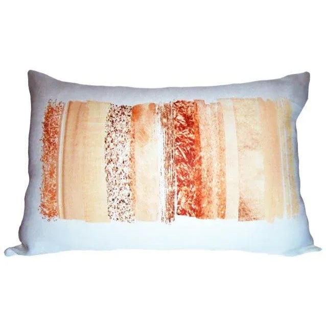 Coral Colorway Lumbar Linen Pillow For Sale - Image 4 of 4