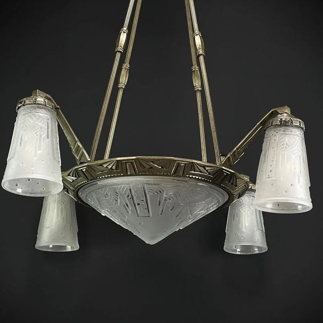 Muller Frères Art Deco Chandelier from Muller Frères, 1930s For Sale - Image 4 of 13