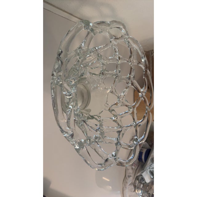 1950s Mid 20th Century Murano-Style Lattice Blown Glass Bowl For Sale - Image 5 of 6