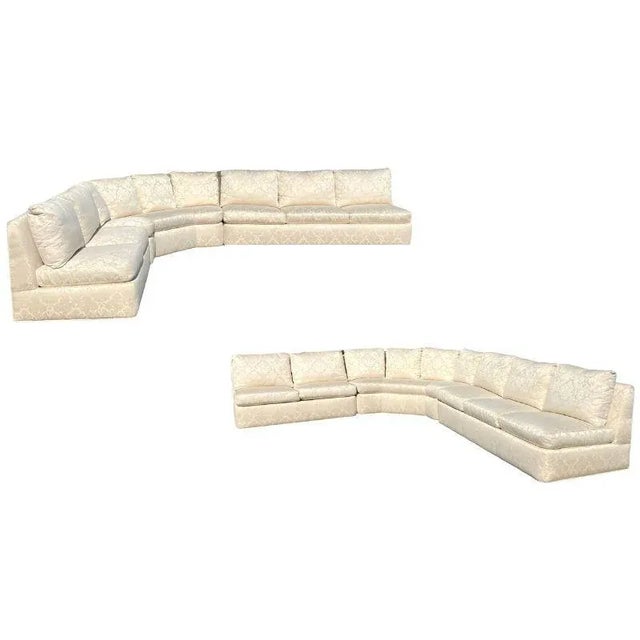 A Contemporary style three-piece sectional armless slipper sofa by Baker Furniture. Hardwood frame construction;...