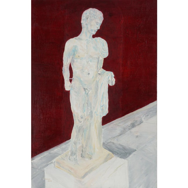 "Perfect Empire #11", Classical Roman Male Sculpture Figurative Study on Red by Francis Tanseco For Sale