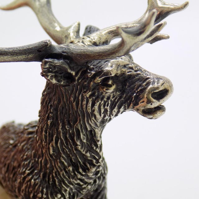 Large Vintage Italian Handmade Genuine Silver Stag Deer Figurine by Mario Cerreti, 1960s For Sale - Image 6 of 16
