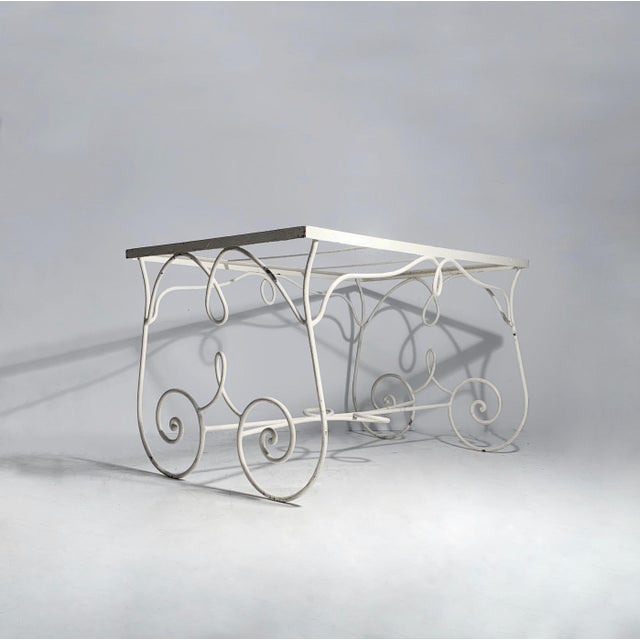 René Prou Vintage French Wrought Iron Garden Dining Table Attributed to Rene Prou For Sale - Image 4 of 6