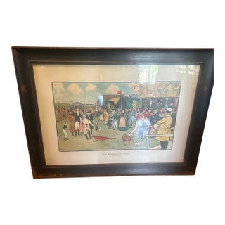 1901 Cecil Aldin Blue Market Races “Between the Races” Lithograph in Orig Frame For Sale