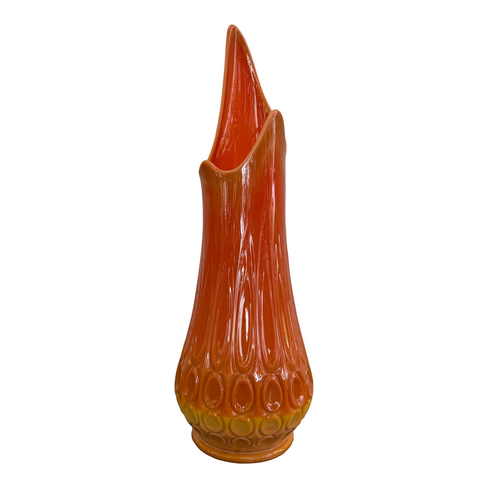 1960s Le Smith Bittersweet Orange Swung Vase Thousand Eye Fat Bottom
