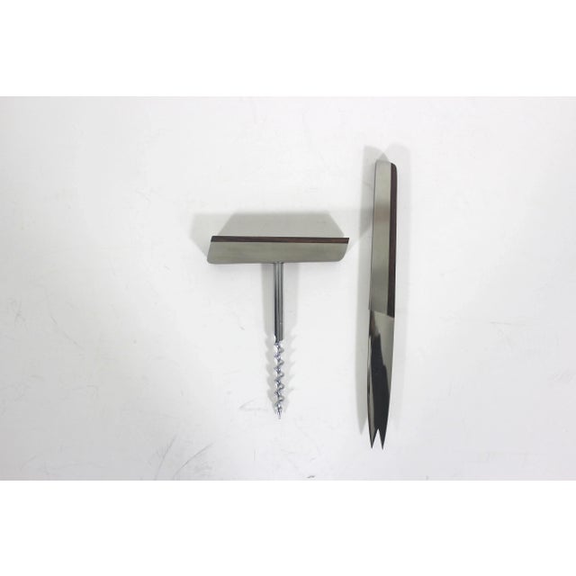Vintage Danish Modern Rosewood Brushed Stainless Collector Corkscrew and Cheese Knife Set- 2 Pieces For Sale - Image 6 of 8