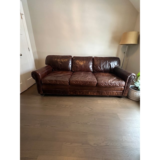 Restoration Hardware Lancaster Leather Sofa in Brompton Cocoa Chairish