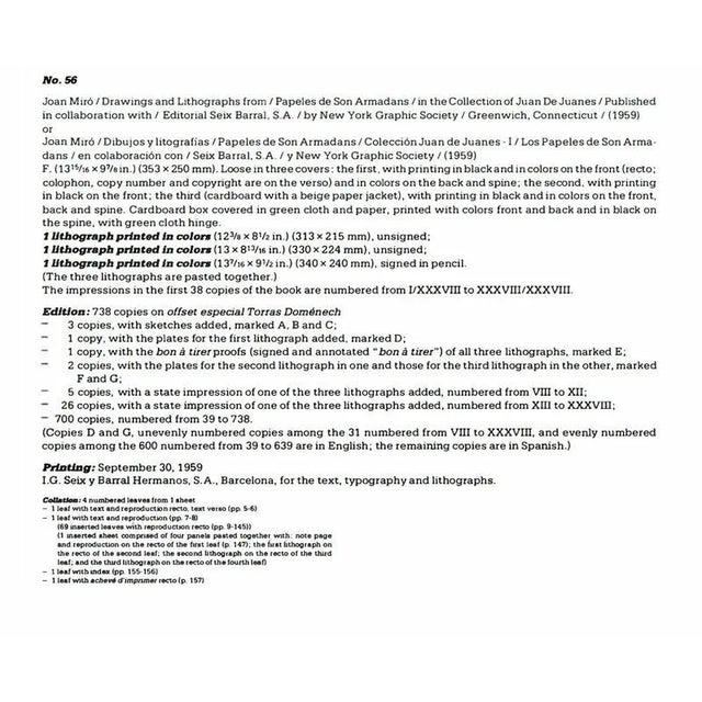 1950s Joan Miro Original Lithograph Inscribed Dedication w/Cat.Ref C56 For Sale - Image 5 of 5