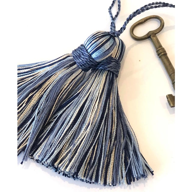 French Country Petite Blue Tassels - a Pair For Sale - Image 3 of 13