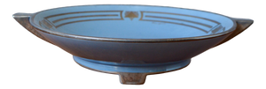 Art Deco Pinon Heuzé Blue and Gold Bowl with Handles, 1930