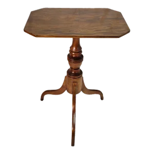 19th American Federal Style Cherry Candle Stand Table - Antique Pedestal Accent