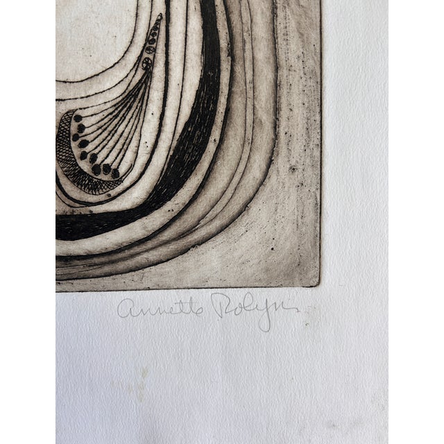 1960s Annette Robyns 1960s Midcentury Modern Art Print Etching Signed For Sale - Image 5 of 6