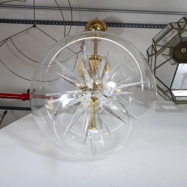 Metal Internal starburst spherical pendant For Sale - Image 7 of 11