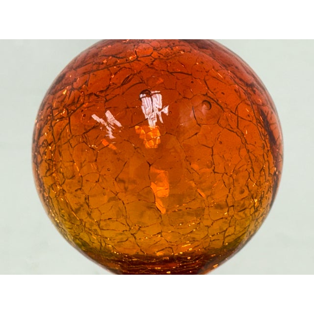 Early 21st Century Italian Hand Blown Fire Orange Glass Decanter For Sale - Image 5 of 12