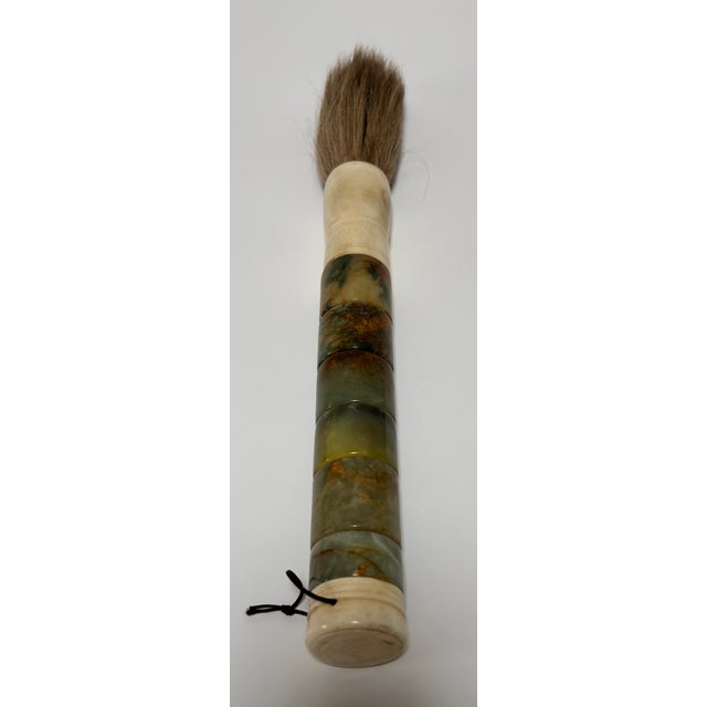 Chinese Jade Bone and Horse Hair Calligraphy Brush Hand-Carved 15 In For Sale In Palm Springs - Image 6 of 12