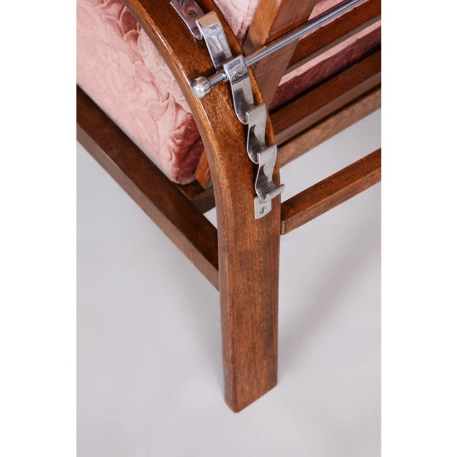 Art Deco Positioning Armchair in Beech & Walnut, 1930s For Sale - Image 6 of 8