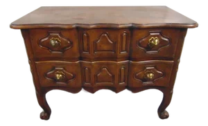Baker Louis XV Style Walnut Serpentine Commode