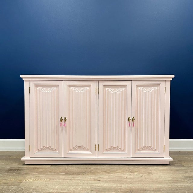 Mid 19th Century Pink Lacquered Buffet Credenza Cabinet | Chairish