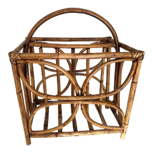Vintage Rattan Butterfly Design Magazine Rack