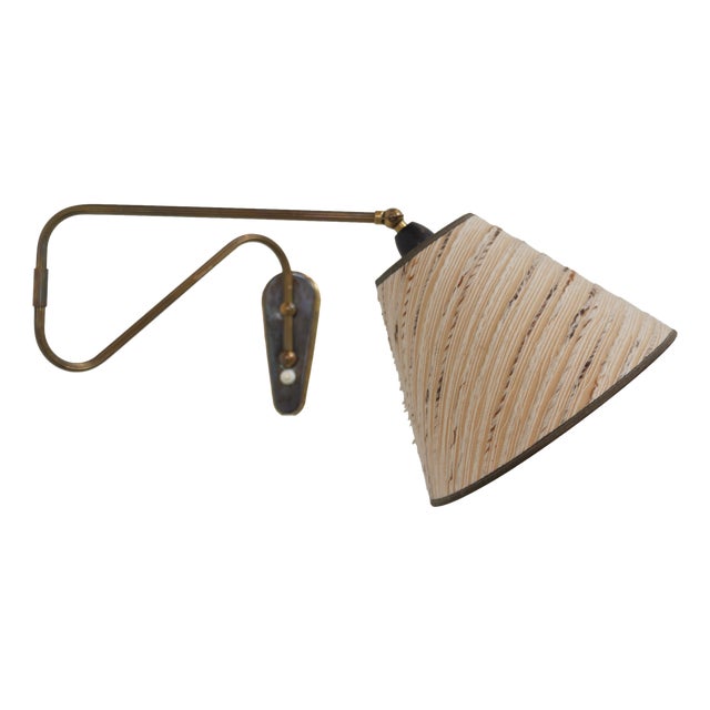 Danish Articulating Brass Wall Light, Denmark, 1940s For Sale