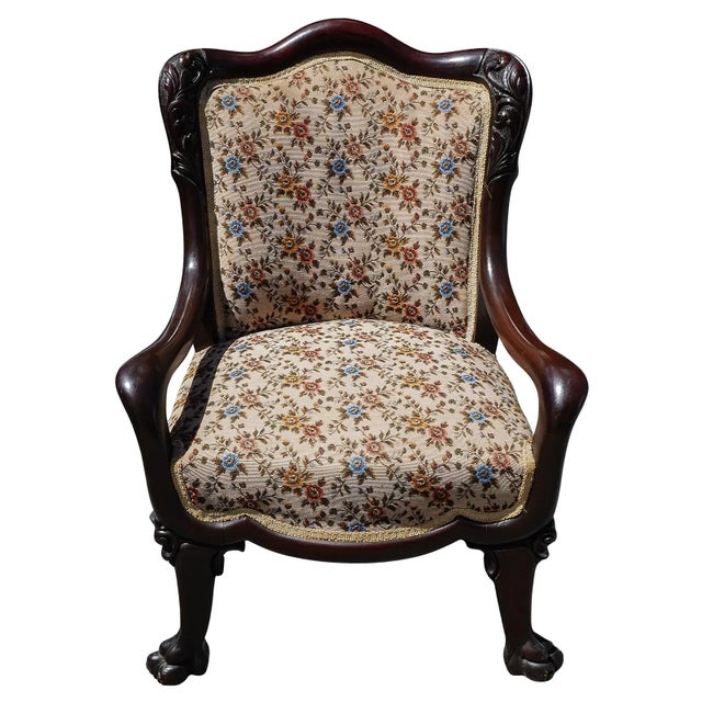 Antique Attributed to R.J Horner Mahogany Parlor Set Victorian Carved Settee & 4 Armchair For Sale - Image 9 of 13