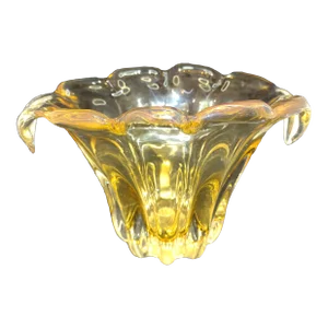 Vintage Murano Style Gold Handled Art Glass Vase