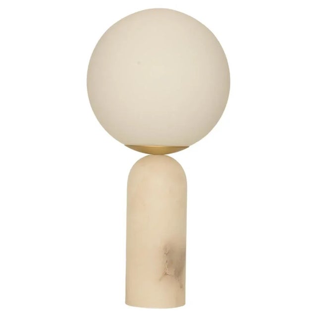White White Alabaster and Brass Atlas Table Lamp by Simone & Marcel For Sale - Image 8 of 8