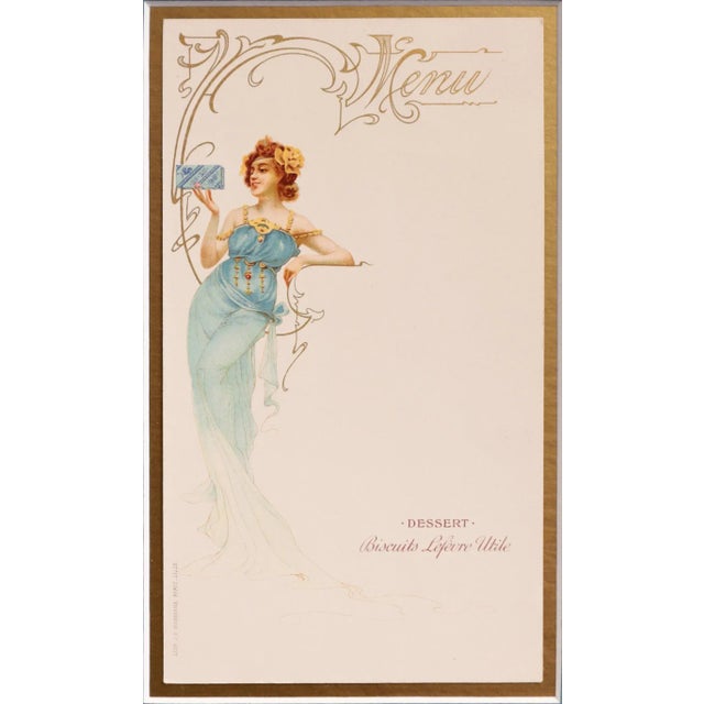 Date: 1900 Size: 4.5 x 7.75 inches (interior), 8.25 x 11.5 inches (exterior) A menu, in excellent condition, brought in...