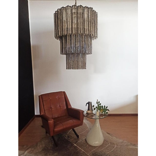 Large Three-Tier Murano Smoked Glass Tube Chandelier, 1990 For Sale - Image 15 of 18