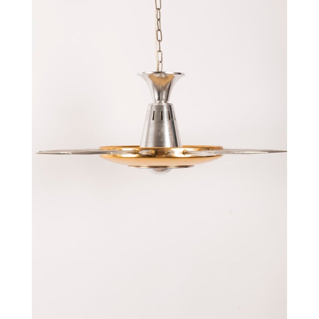Metal Italian Sunburst Pendant Lamps, 1950s, Set of 2 For Sale - Image 7 of 9