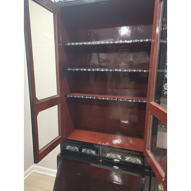 Vintage Korean 3-Piece Mother-of-Pearl Display Cabinet Wall Unit For Sale - Image 12 of 15