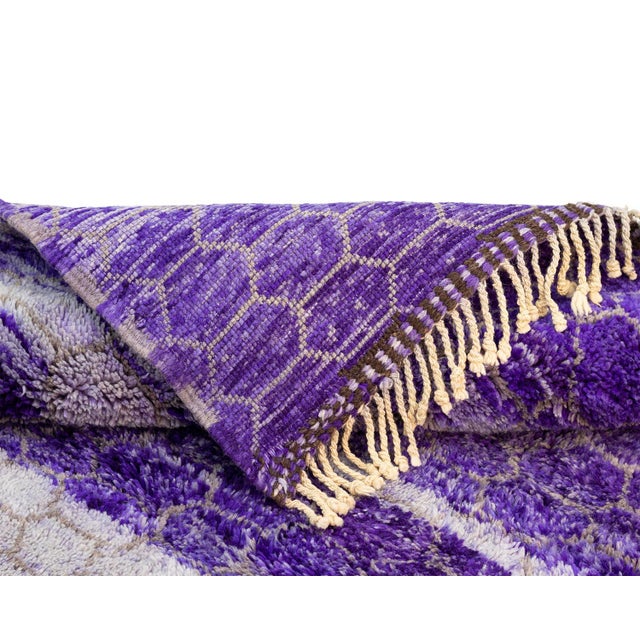 Textile Honeycomb Pattern Hand-Knotted Wool Rug | 10'3" X 8'2" | One of a Kind For Sale - Image 7 of 8