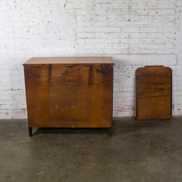 1930s to 1950s Transitional Solid Maple Gentleman’s Chest With Hand Carved Pulls and Wall Mirror For Sale - Image 9 of 18