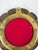 Vintage Brass Floral Hand Mirror With Red Glass Cabochons, Art Nouveau Style For Sale - Image 12 of 13