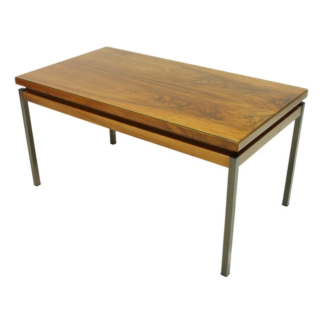 Mid-Century Coffee Table with Glass Top and Tubular Steel Legs, 1960s For Sale