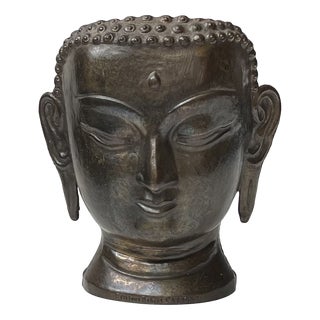Vintage Siddhartha Gautama Buddha Head in Brass from Robert Laffont Editions, 1980s For Sale