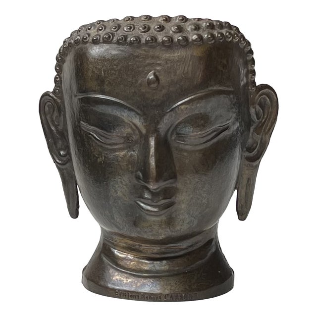 Vintage Siddhartha Gautama Buddha Head in Brass from Robert Laffont Editions, 1980s For Sale