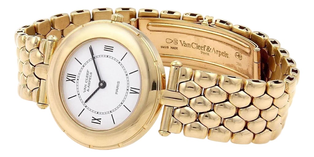 Van Cleef & Arpels 18k Yellow Gold Ladies 31mm Quartz Watch Model 