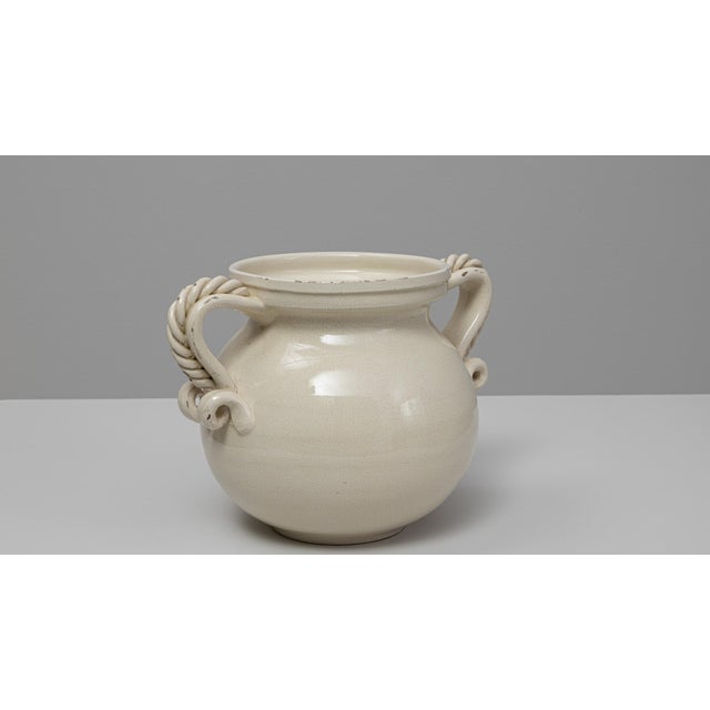 20th Century Italian White Ceramic Vase With Handles For Sale In Greensboro - Image 6 of 18