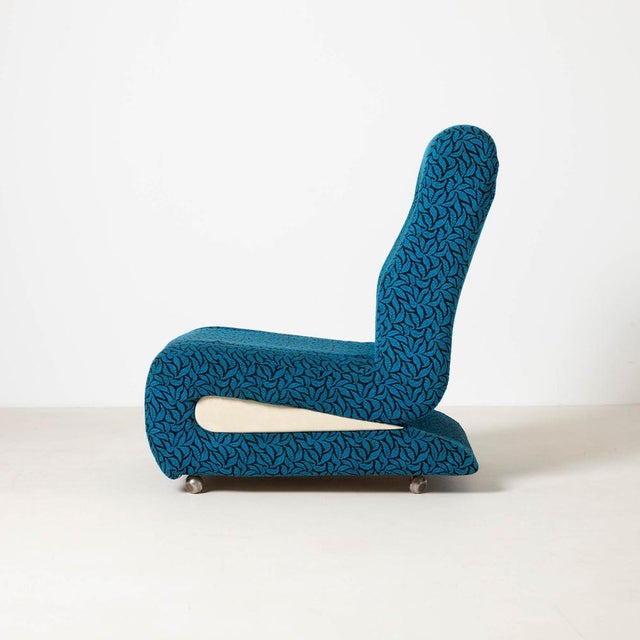 Space Age Lounge Chairs in Blue Pattened Upholstery, Former Czechoslovakia, 1970s, Set of 2 For Sale - Image 6 of 13