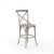 Cross-back counter stool with rattan seat in faux olive green finish on birch frame.
