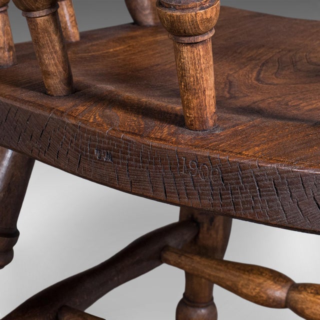 Antique Country House Captain's Chair, English, Smoker's Bow, Edwardian, c.1906 For Sale - Image 12 of 12