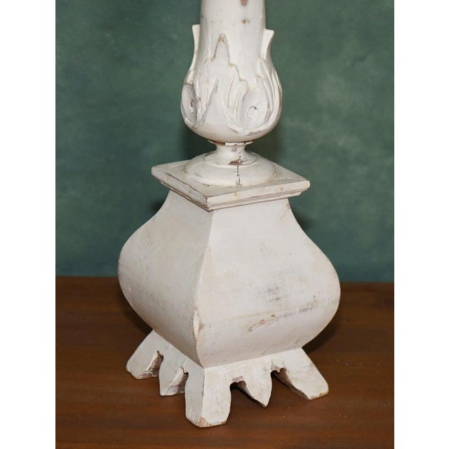Vintage Painted Carved Oak Decorative Candlesticks, 1940s, Set of 2 For Sale - Image 9 of 17